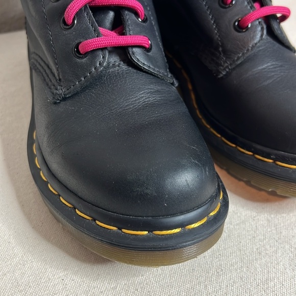 Dr. Martens Black Leather Combat Boots with Pink Laces – Women’s Size 7 - Picture 7 of 14
